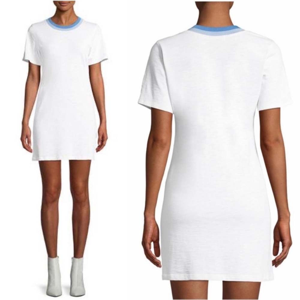 RAG & BONE White Blue collar Jolie T-shirt mini dress Size Small